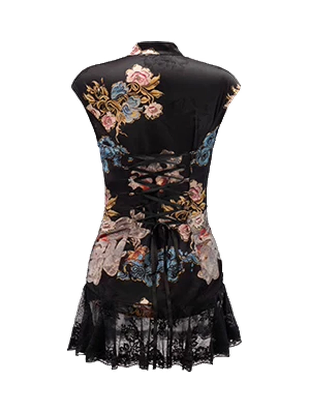 Floral Koi Lace-Up Mini Dress - View 7