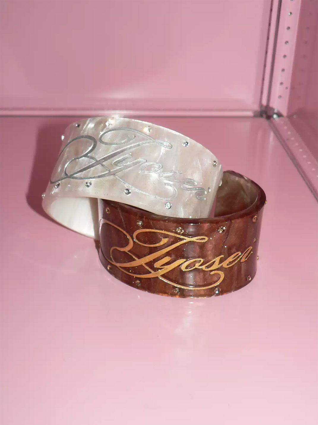 Rhinestone Script Wide Cuff Bracelet - View 14