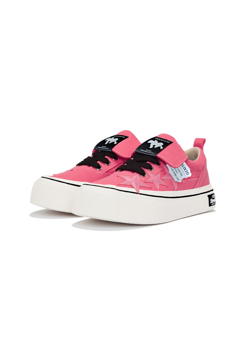 Raspberry Star-Panel Canvas Sneakers - View 5