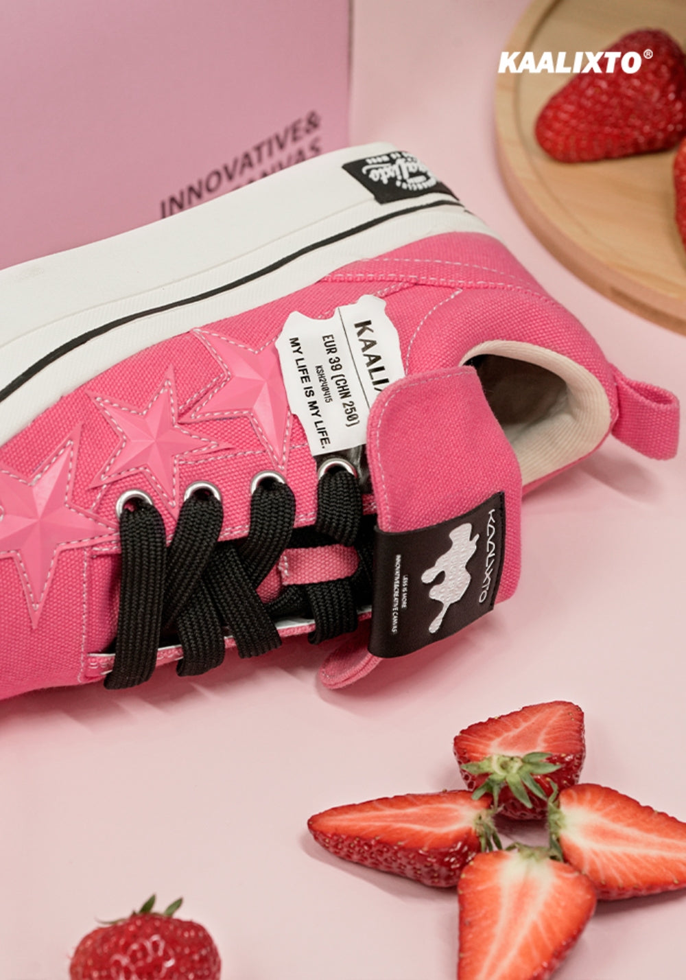 Raspberry Star-Panel Canvas Sneakers - View 14