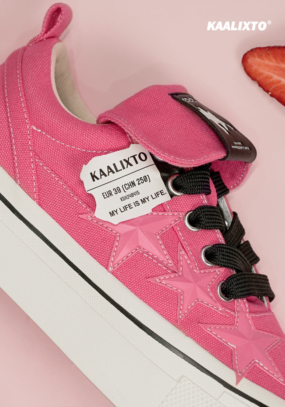 Raspberry Star-Panel Canvas Sneakers - View 15
