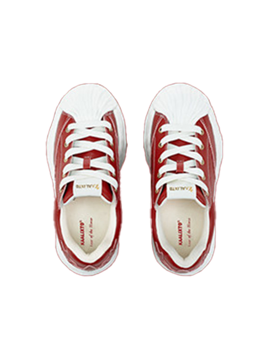 Crimson Leather Molded-Toe Court Sneakers - View 11