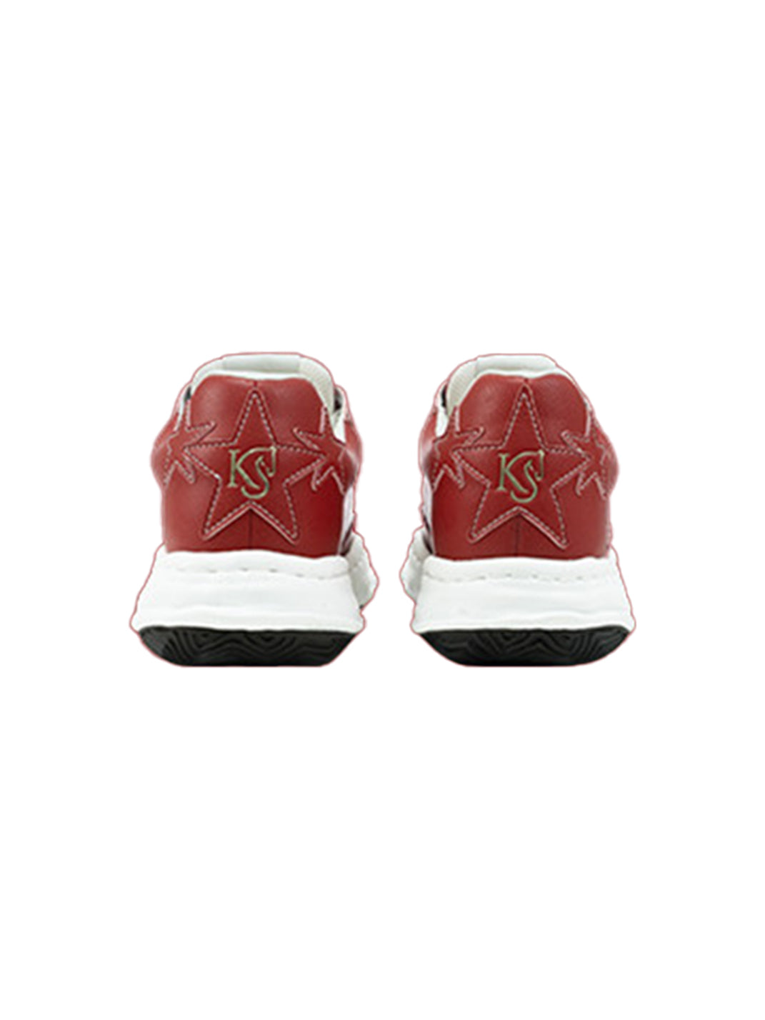 Crimson Leather Molded-Toe Court Sneakers - View 13