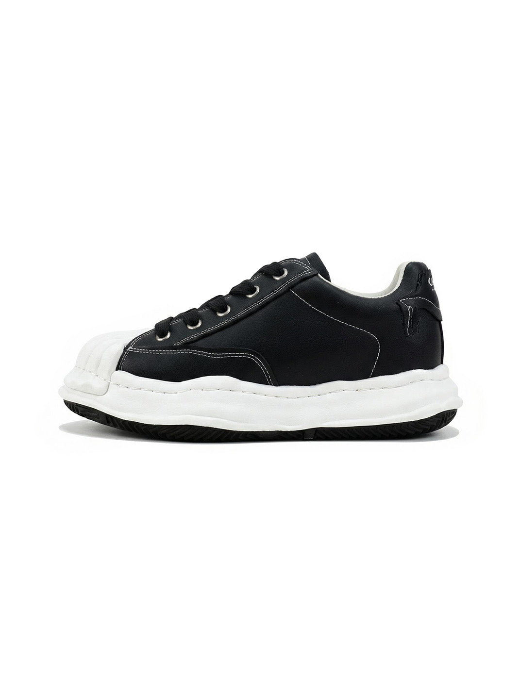 Molded Shell-Toe Black Court Sneakers