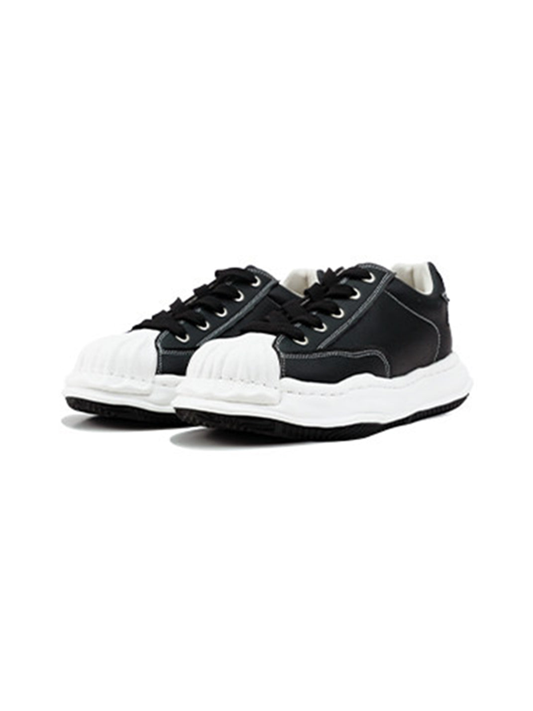 Molded Shell-Toe Black Court Sneakers - View 5