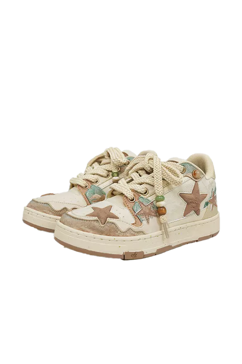 Jacquard Star-Panel Retro Court Sneakers - View 7