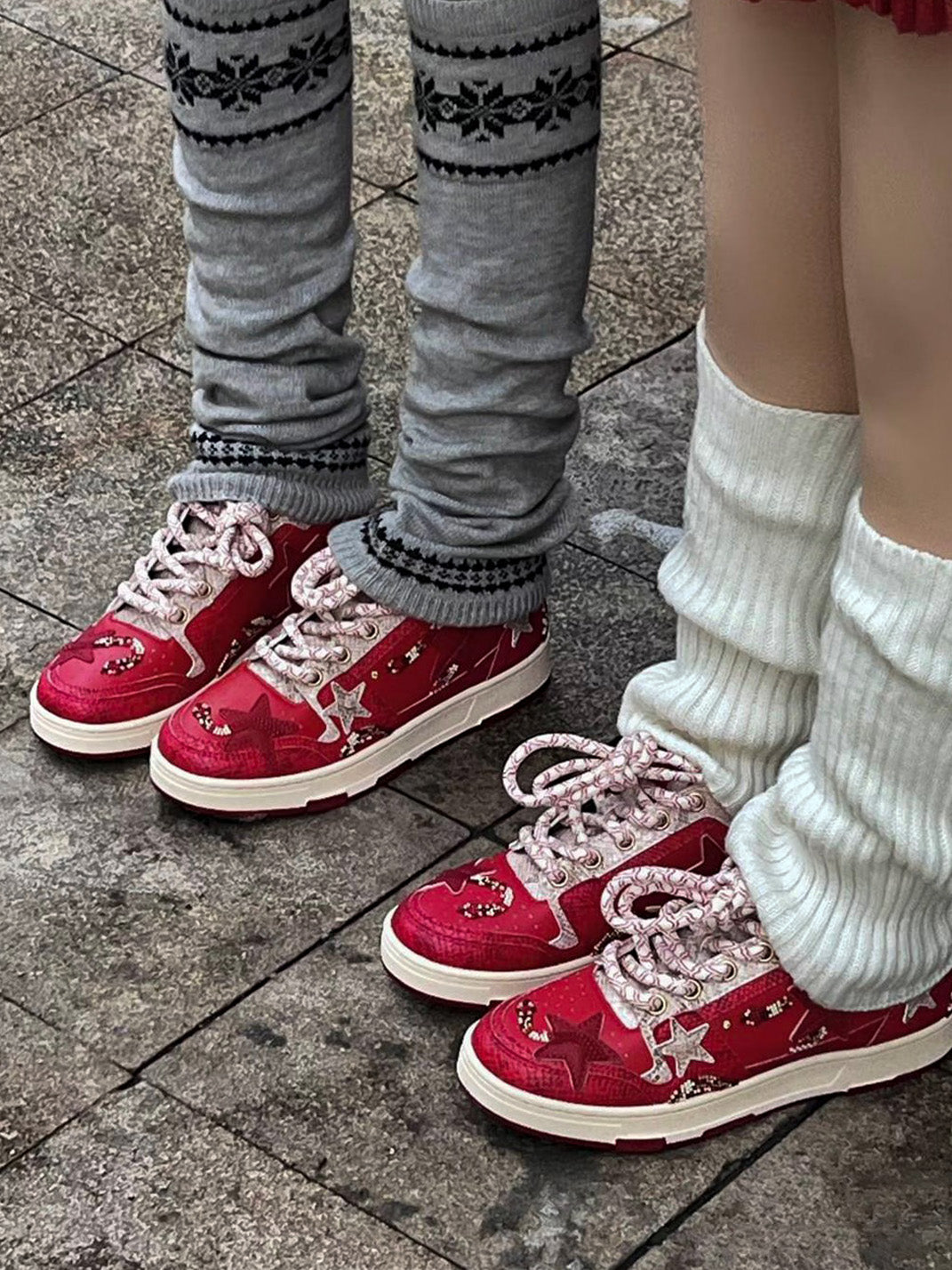 Snake-Embossed Red Star Court Sneakers - View 5