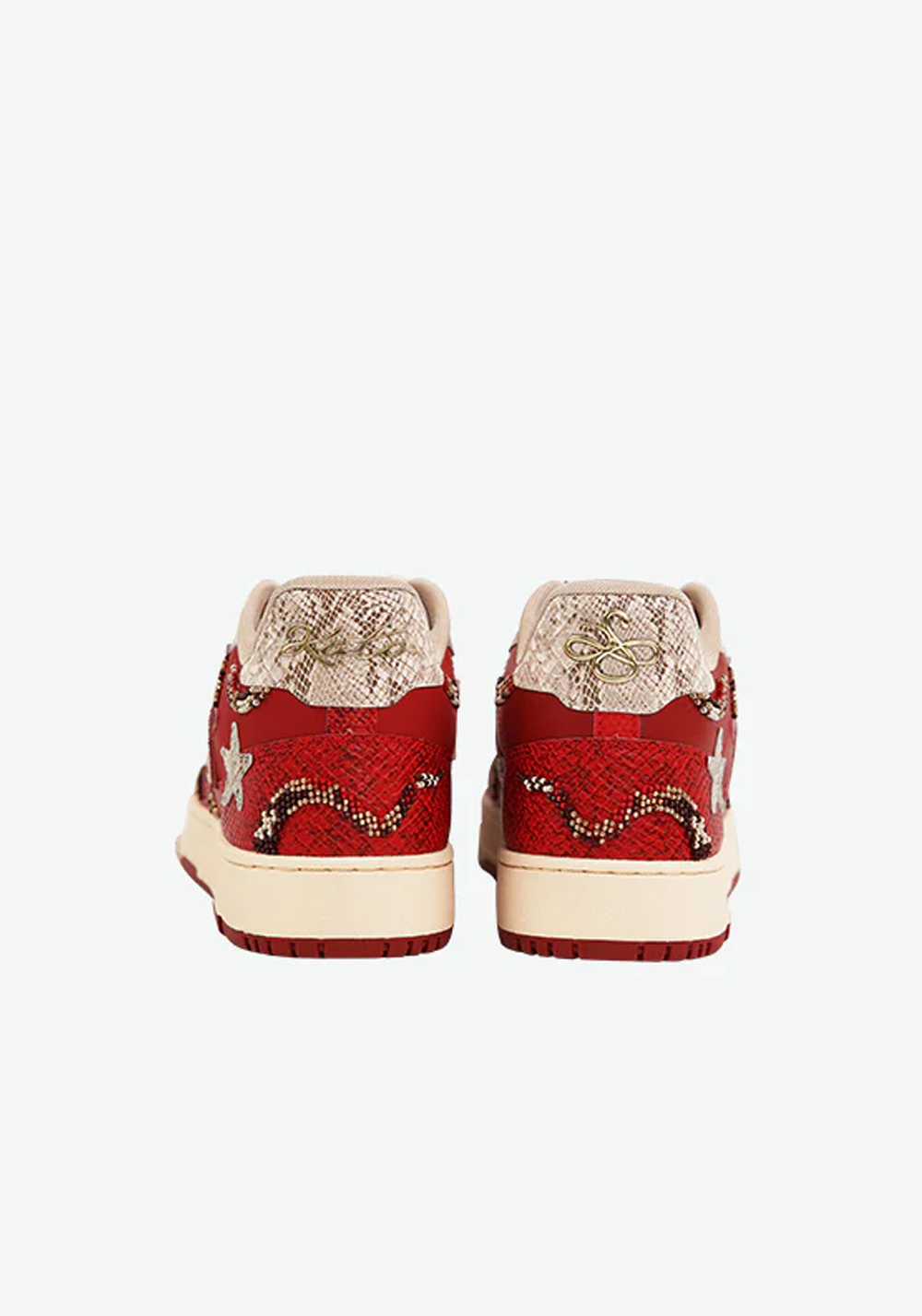 Snake-Embossed Red Star Court Sneakers - View 12
