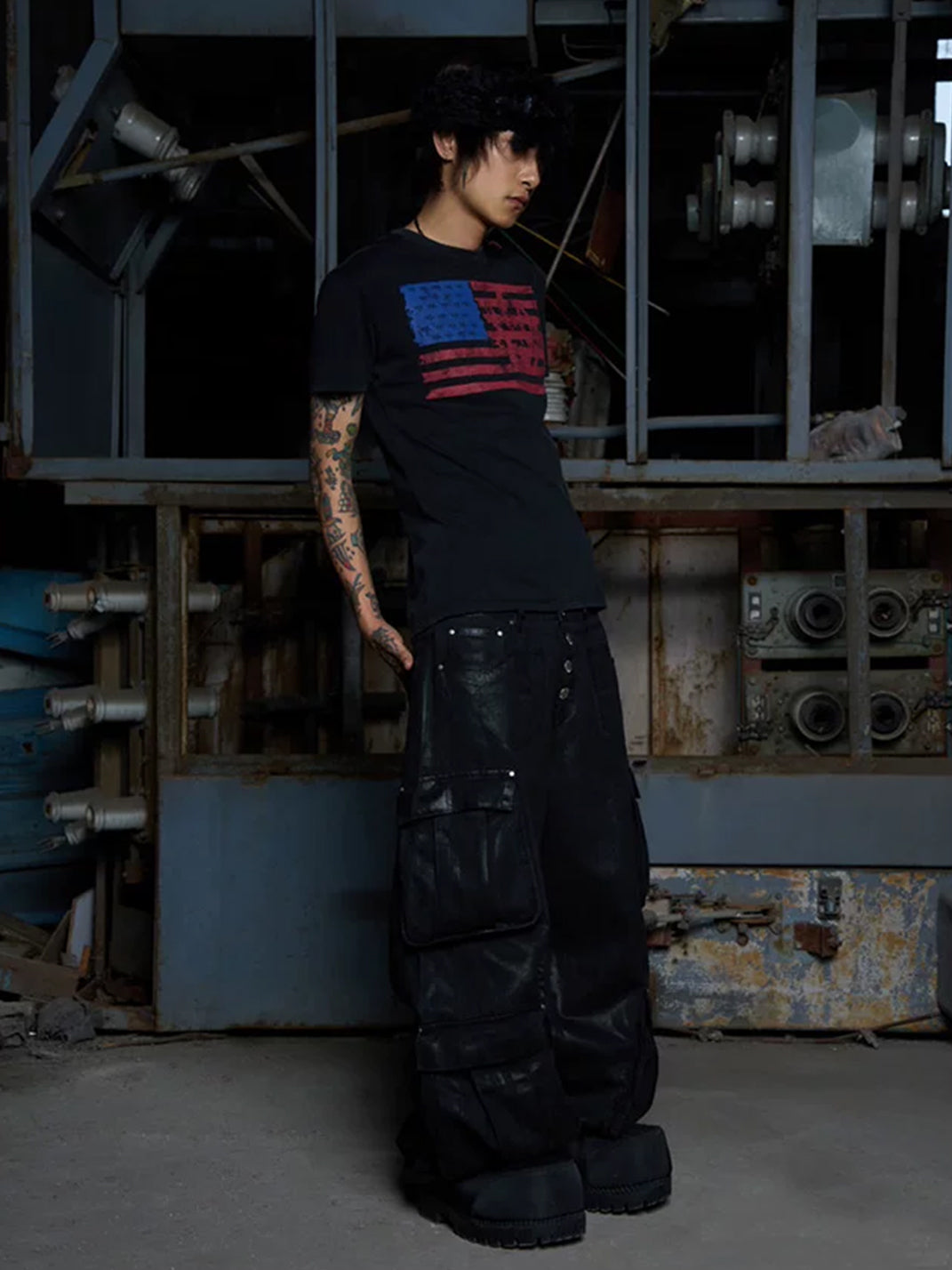 Faded Flag Graphic Cotton T-Shirt - View 8