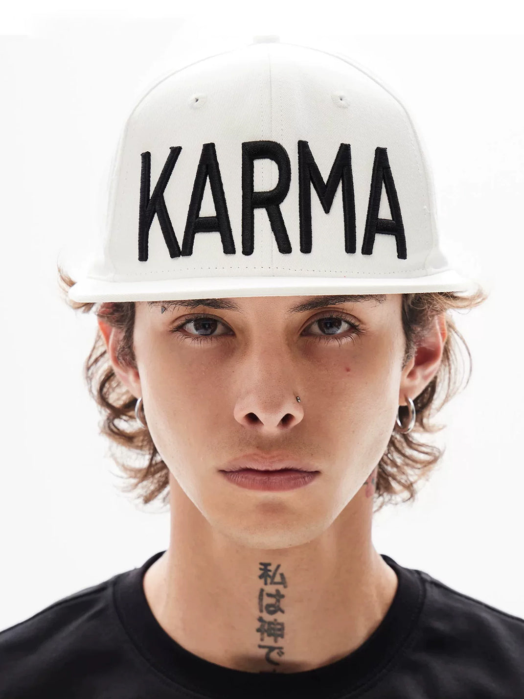 Embroidered Letter Structured Flat-Brim Cap - View 2
