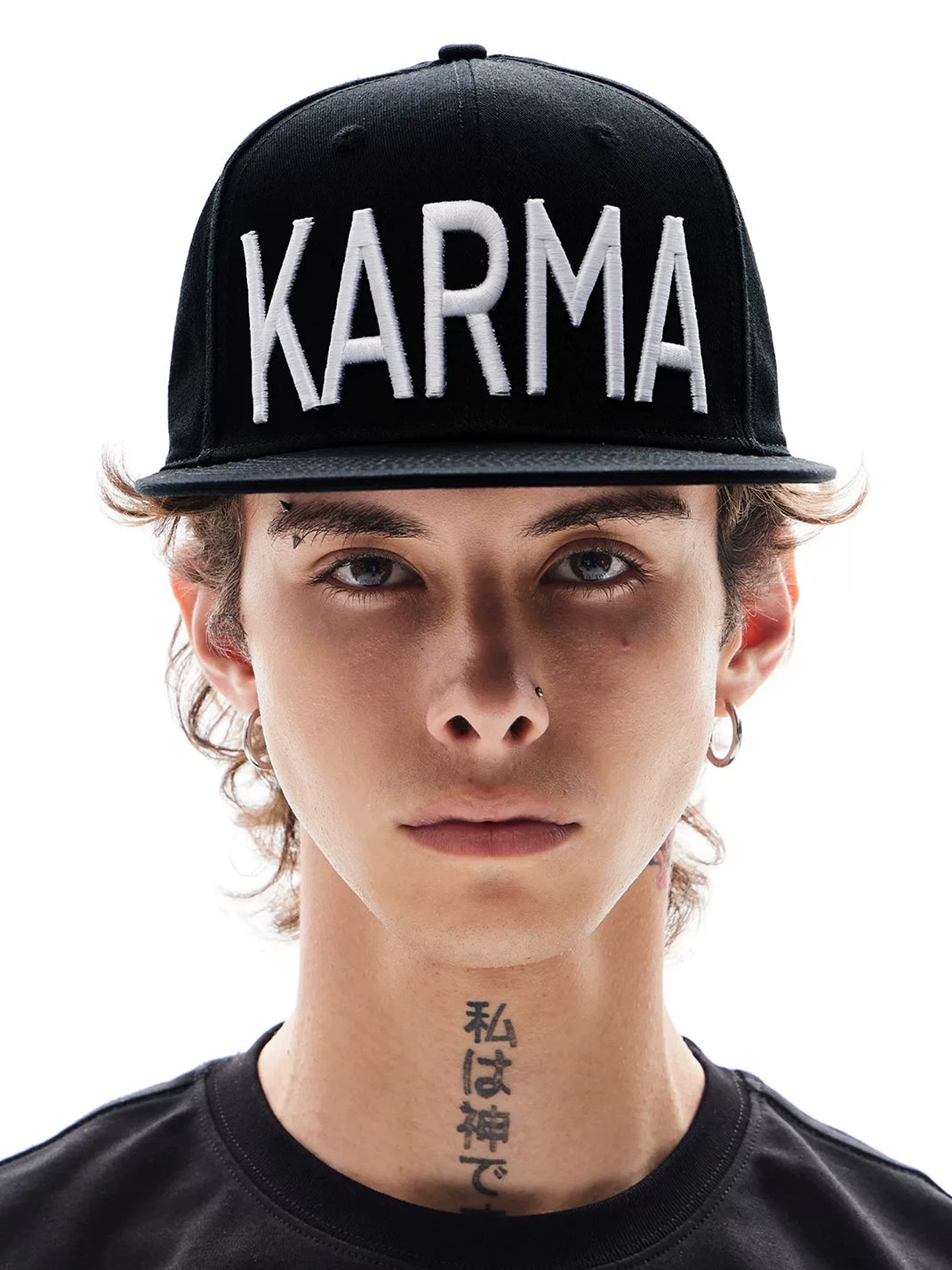 Embroidered Letter Structured Flat-Brim Cap - View 6