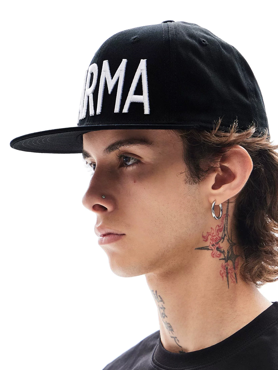 Embroidered Letter Structured Flat-Brim Cap - View 7