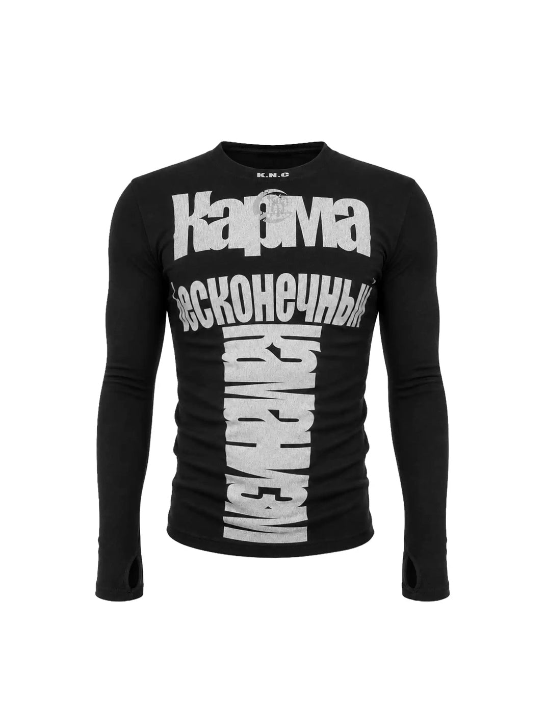Vertical-Logo Thumbhole Long-Sleeve Top