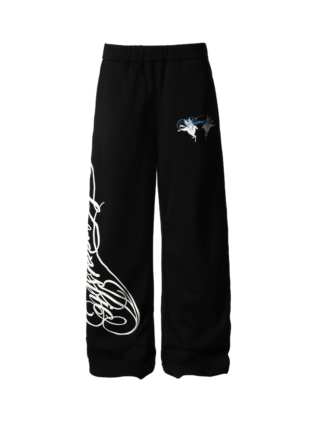 Raised-Graphic Wide-Leg Drawstring Sweatpants