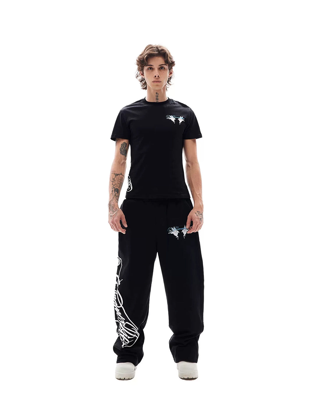 Raised-Graphic Wide-Leg Drawstring Sweatpants - View 2