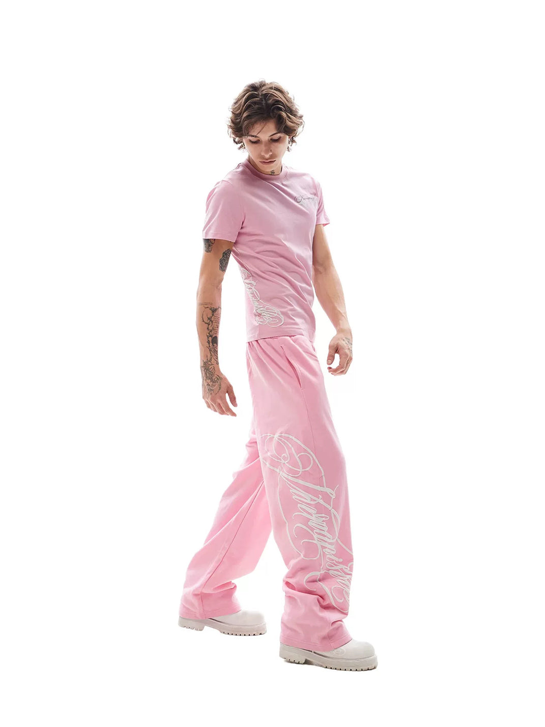 Raised-Graphic Wide-Leg Drawstring Sweatpants - View 5