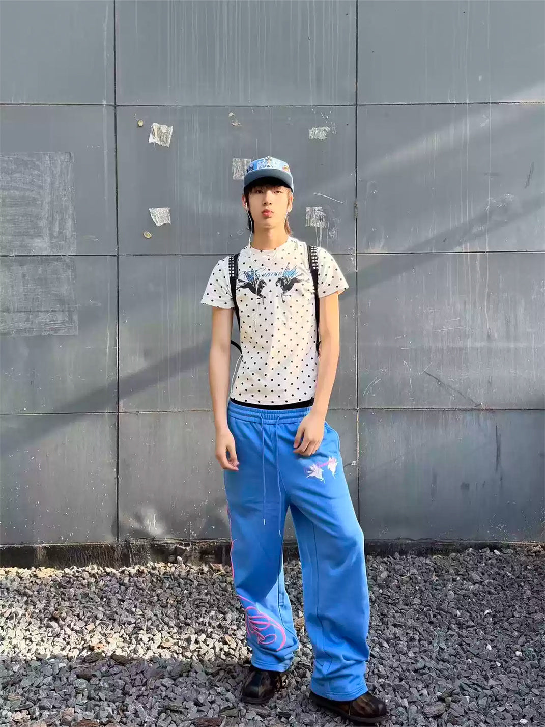 Raised-Graphic Wide-Leg Drawstring Sweatpants - View 9
