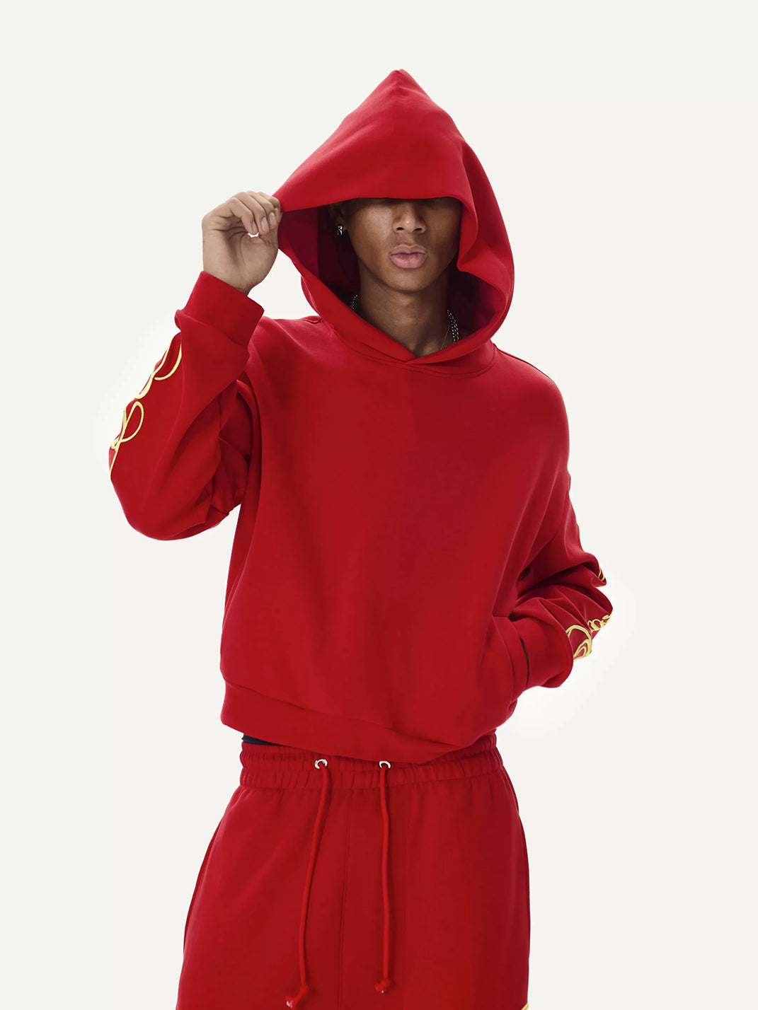 Sleeve-Embroidered Relaxed Pullover Hoodie - View 2