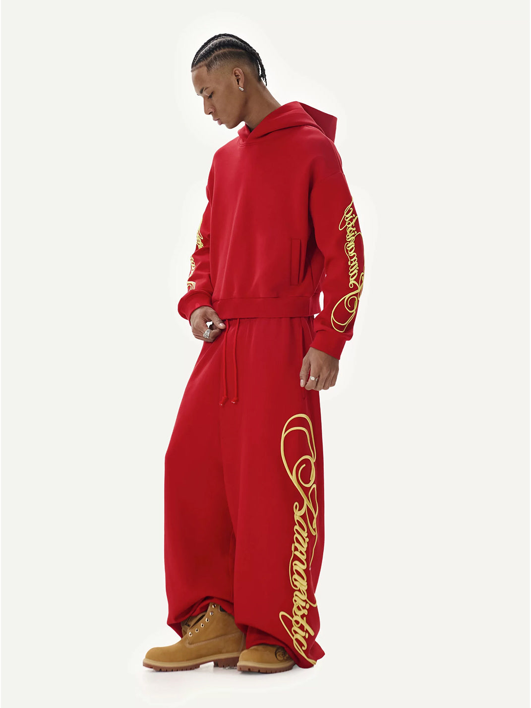 Sleeve-Embroidered Relaxed Pullover Hoodie - View 3