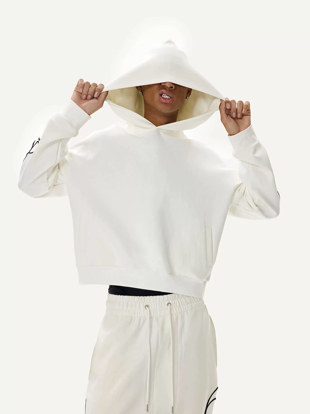 Sleeve-Embroidered Relaxed Pullover Hoodie - View 6