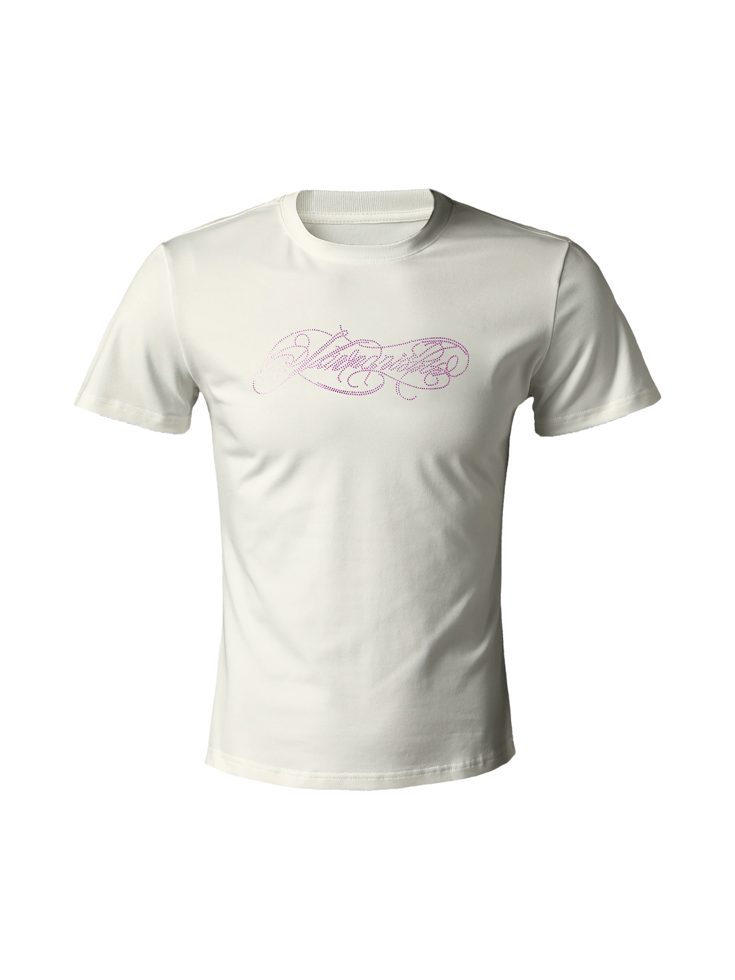 Rhinestone Script Slim-Fit Cotton T-Shirt