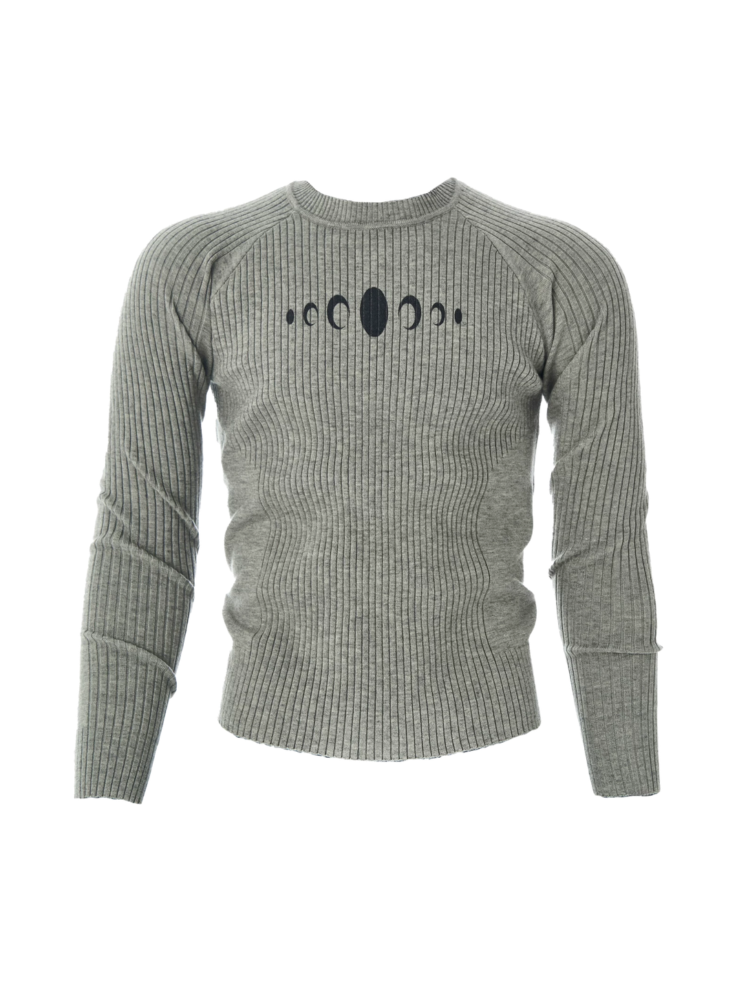 Moon-Phase Slim Ribbed Knit Sweater