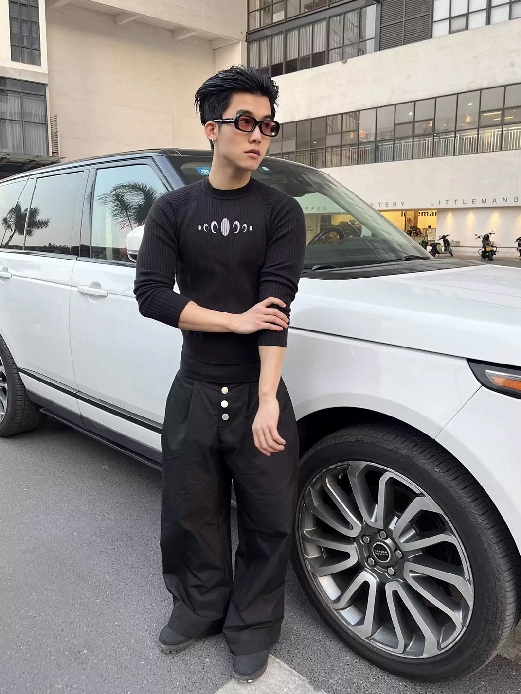 Moon-Phase Slim Ribbed Knit Sweater - View 9