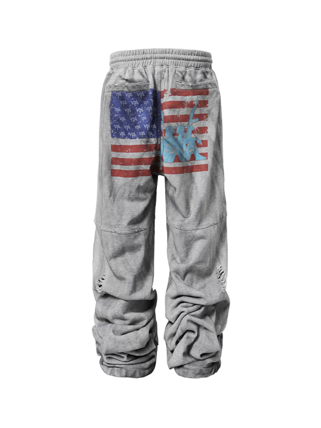 Ripped Embroidered Straight-Leg Sweatpants
