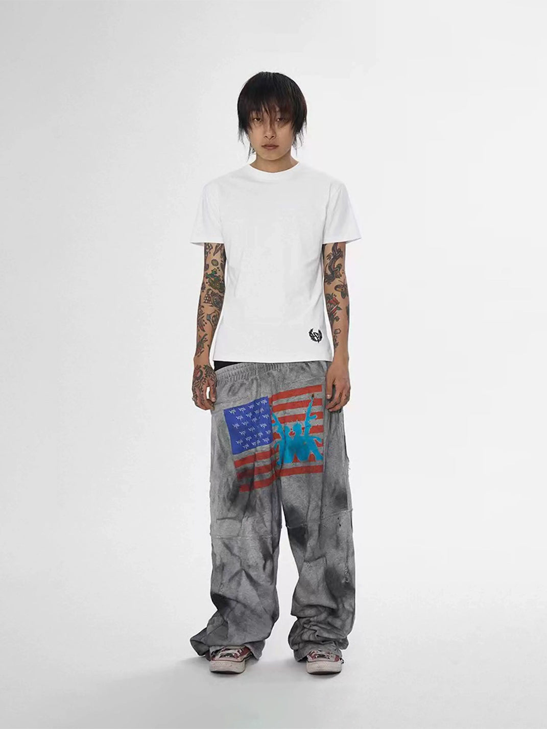 Ripped Embroidered Straight-Leg Sweatpants - View 3