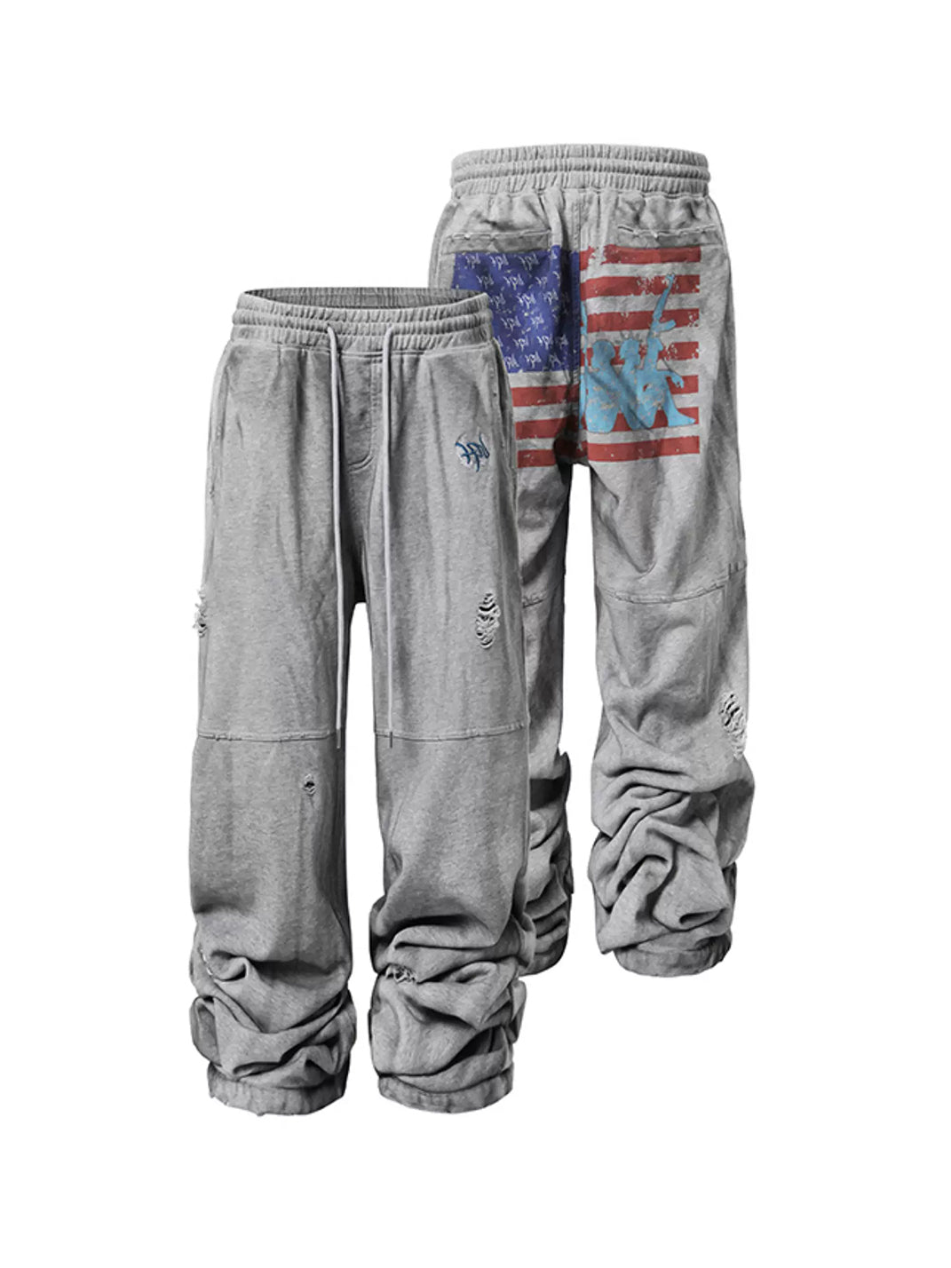 Ripped Embroidered Straight-Leg Sweatpants - View 6