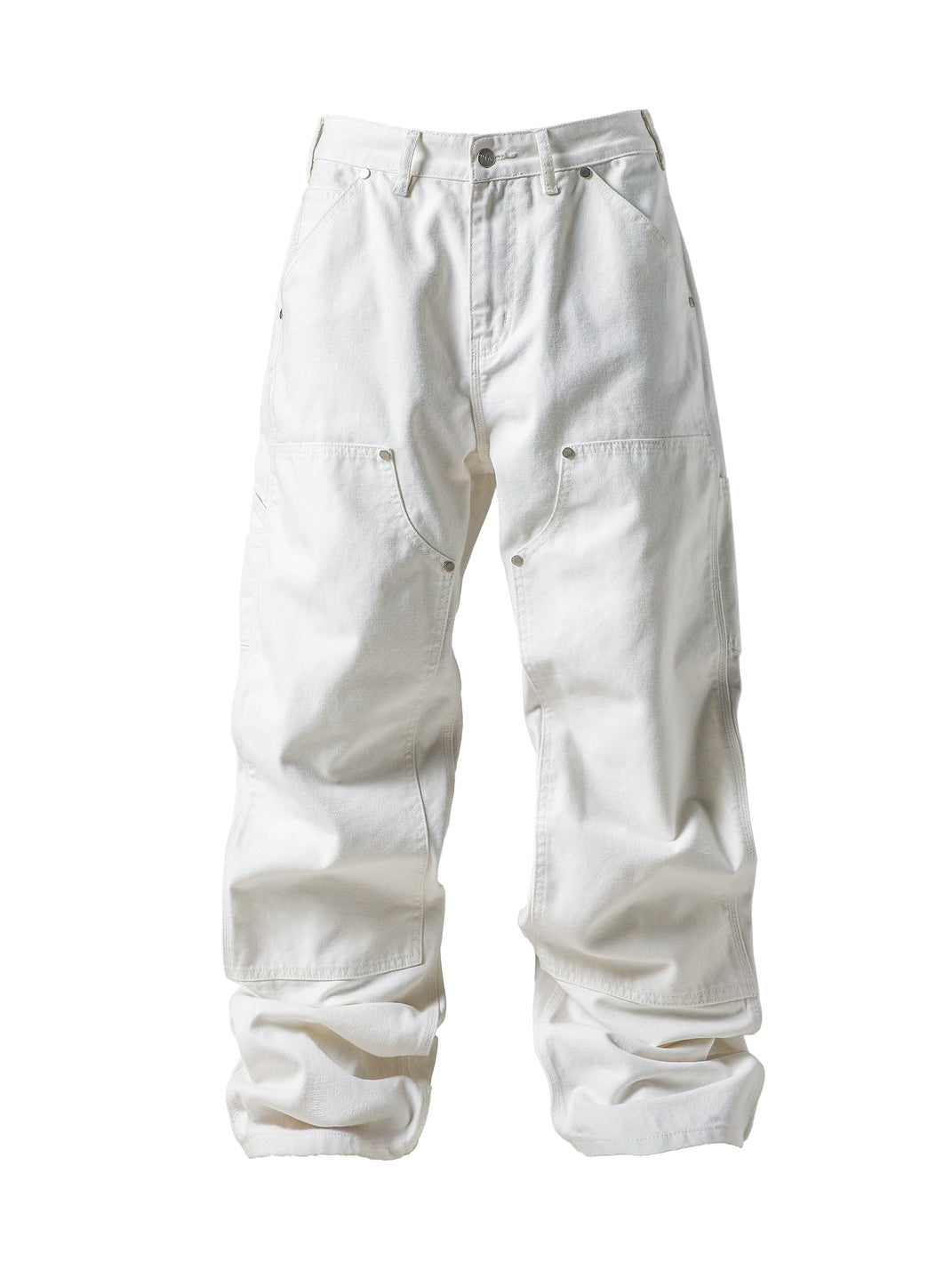 Studded Wide-Leg Utility Cargo Jeans