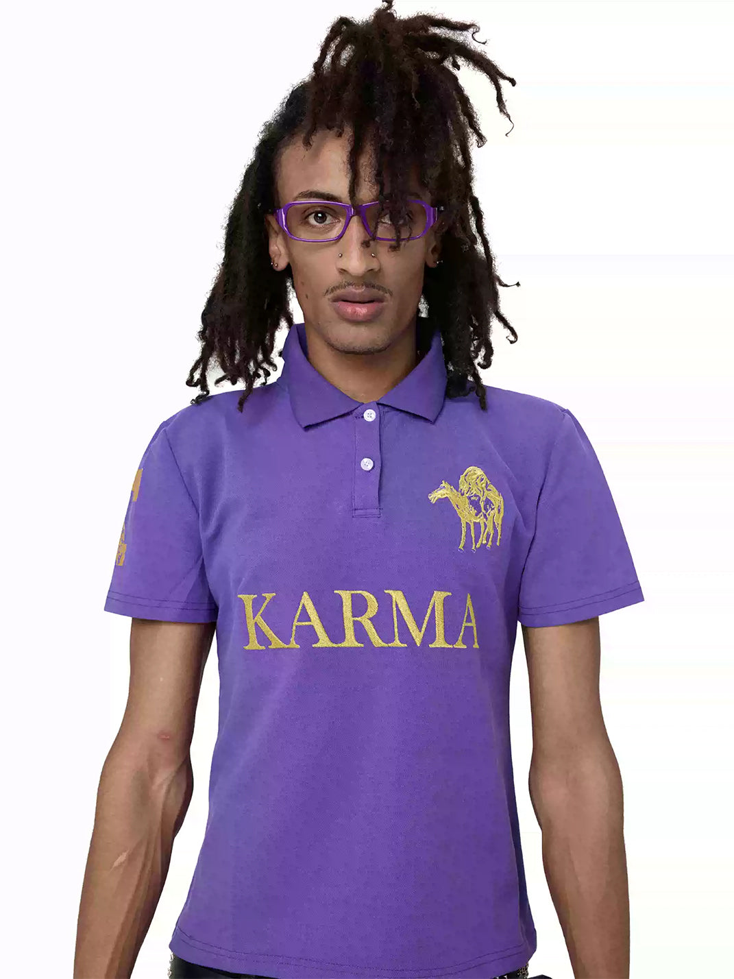 Karma-Embroidered Slim Cotton Polo - View 2