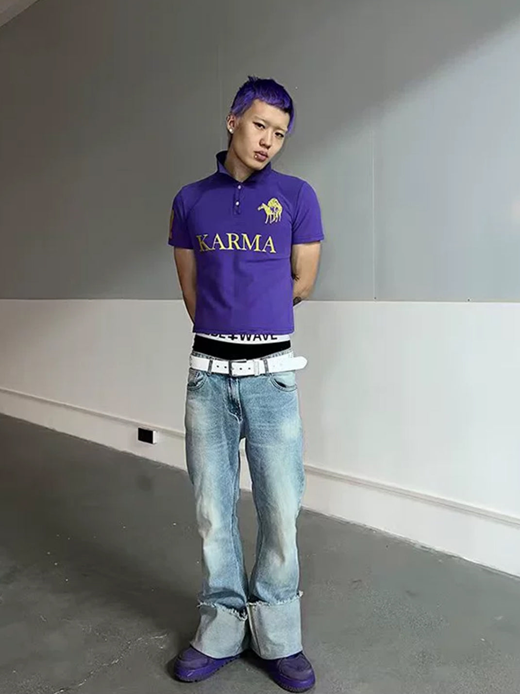 Karma-Embroidered Slim Cotton Polo - View 5