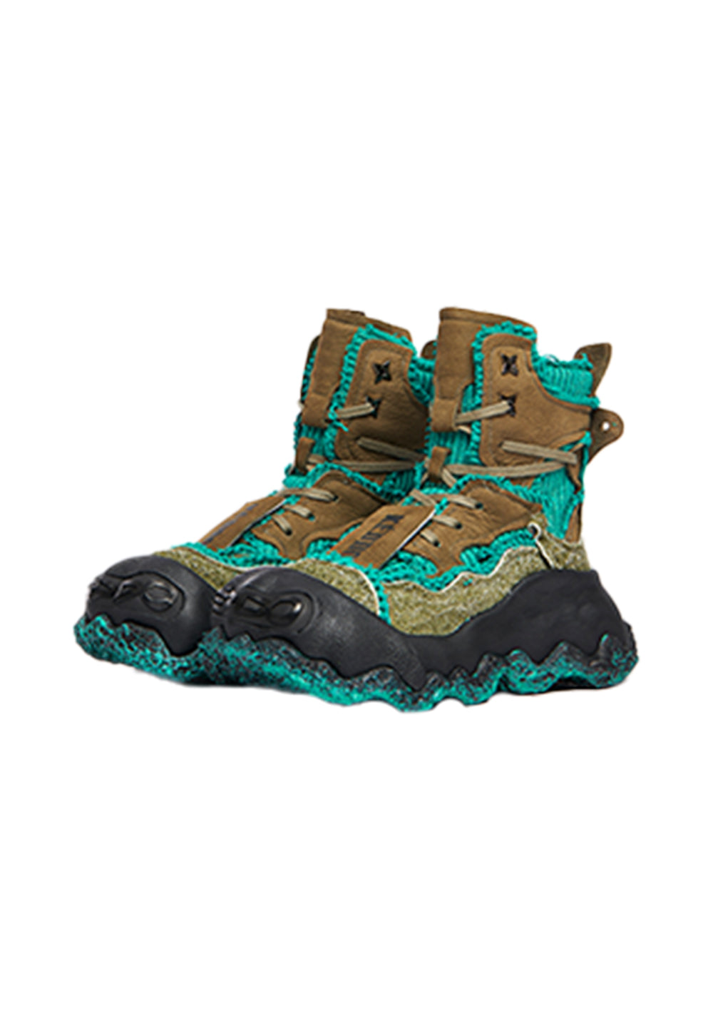 Abstract-Splash Layered Platform Boots - View 4