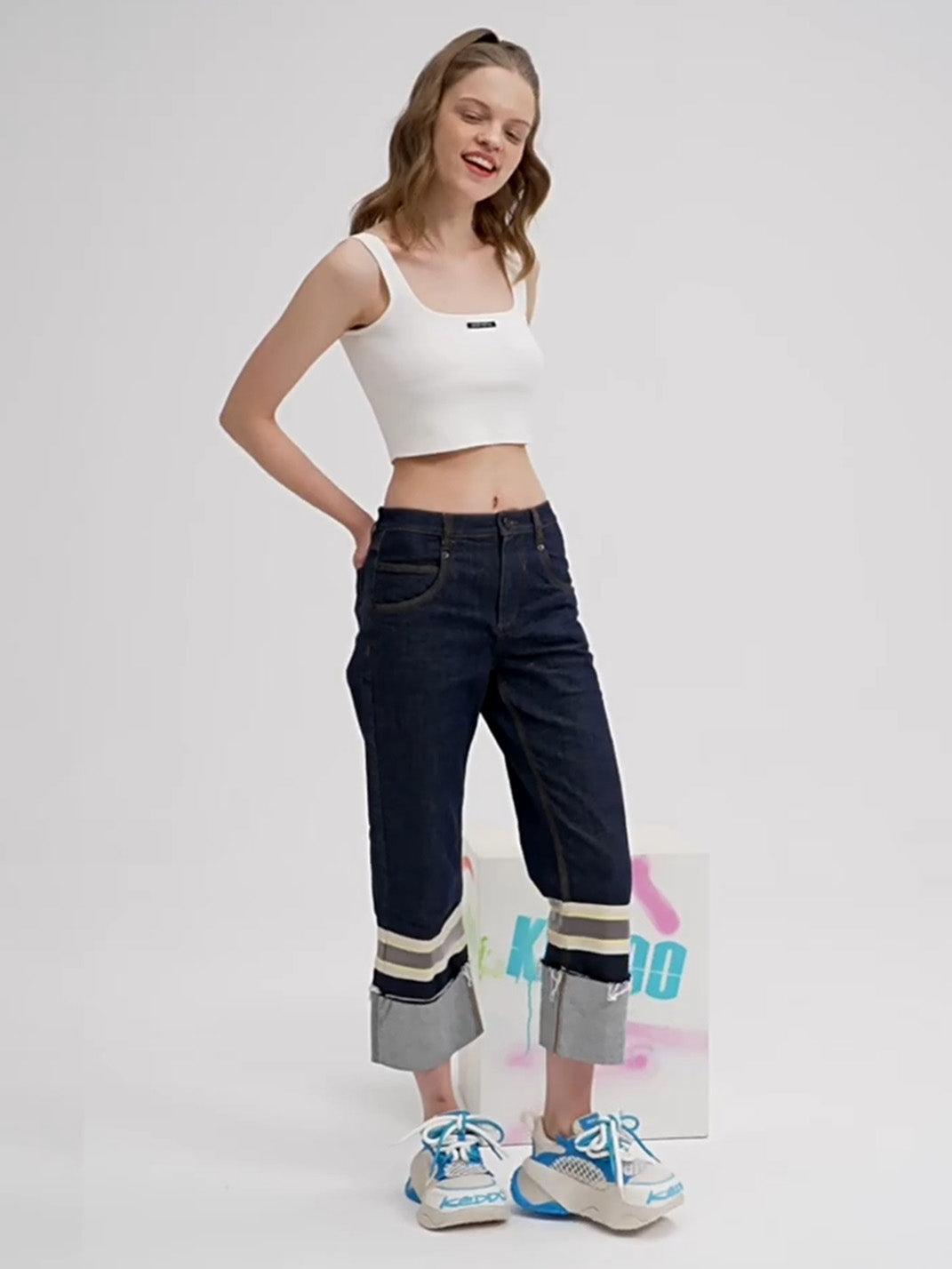 Macaron Blue Mesh Chunky Dad Sneakers - View 2