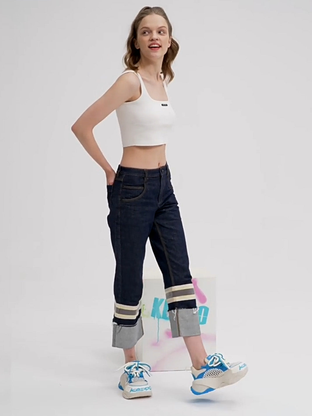 Macaron Blue Mesh Chunky Dad Sneakers - View 3