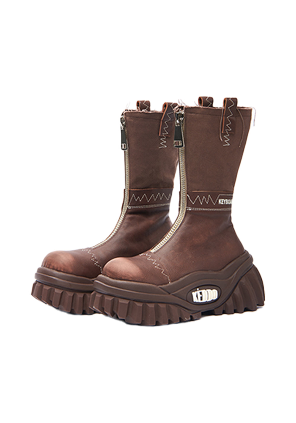 Retro Mid-Calf Chunky Motorcycle Boots - View 5