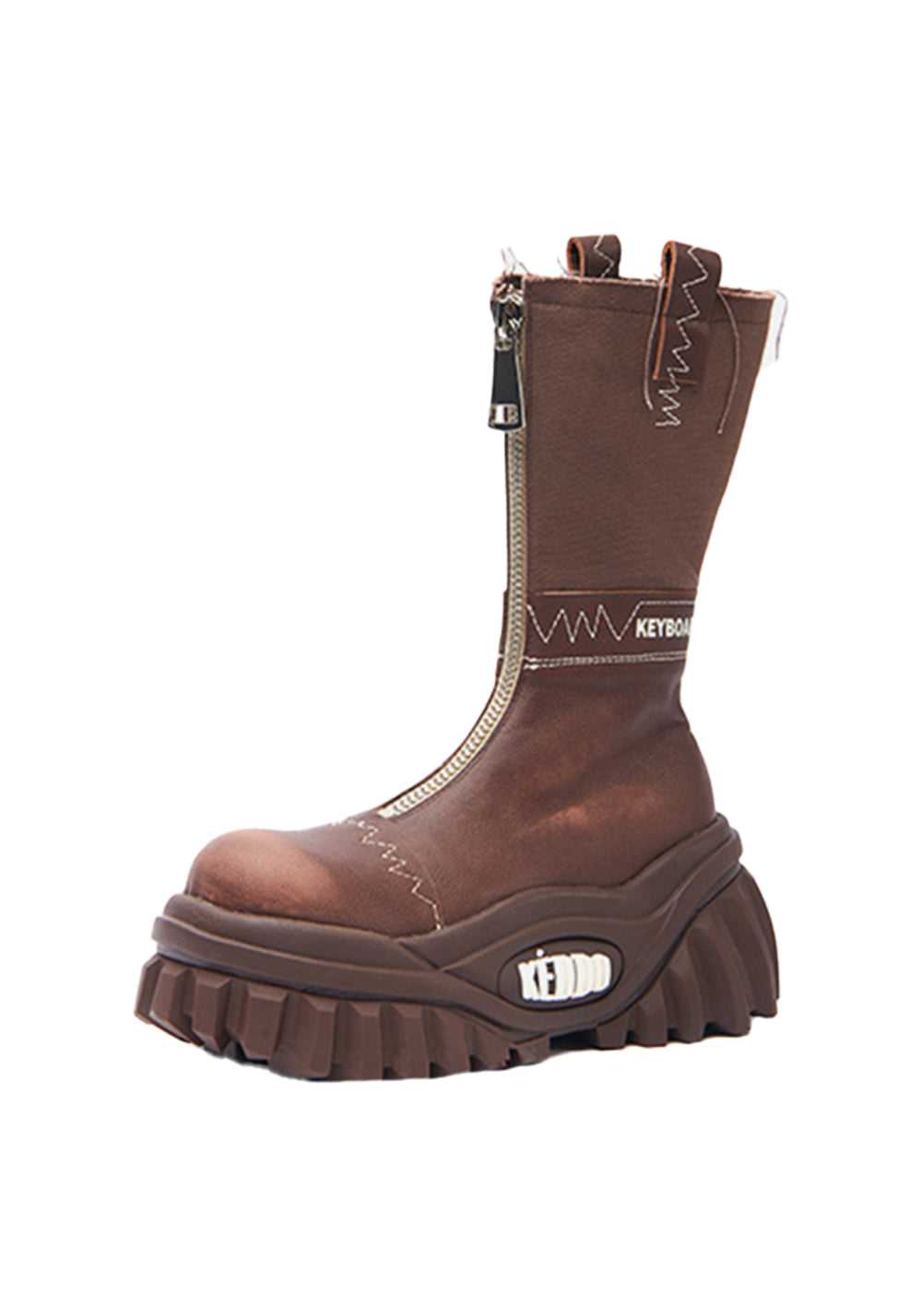 Retro Mid-Calf Chunky Motorcycle Boots - View 7