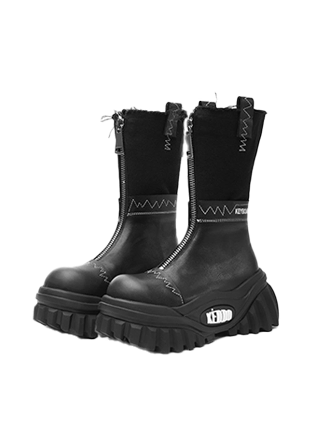 Retro Mid-Calf Chunky Motorcycle Boots - View 11