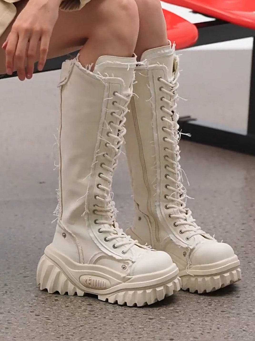 Tall Lace-Up Platform Riding Boots - View 9