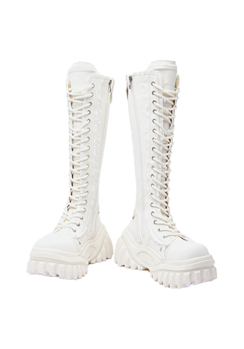 Tall Lace-Up Platform Riding Boots - View 12