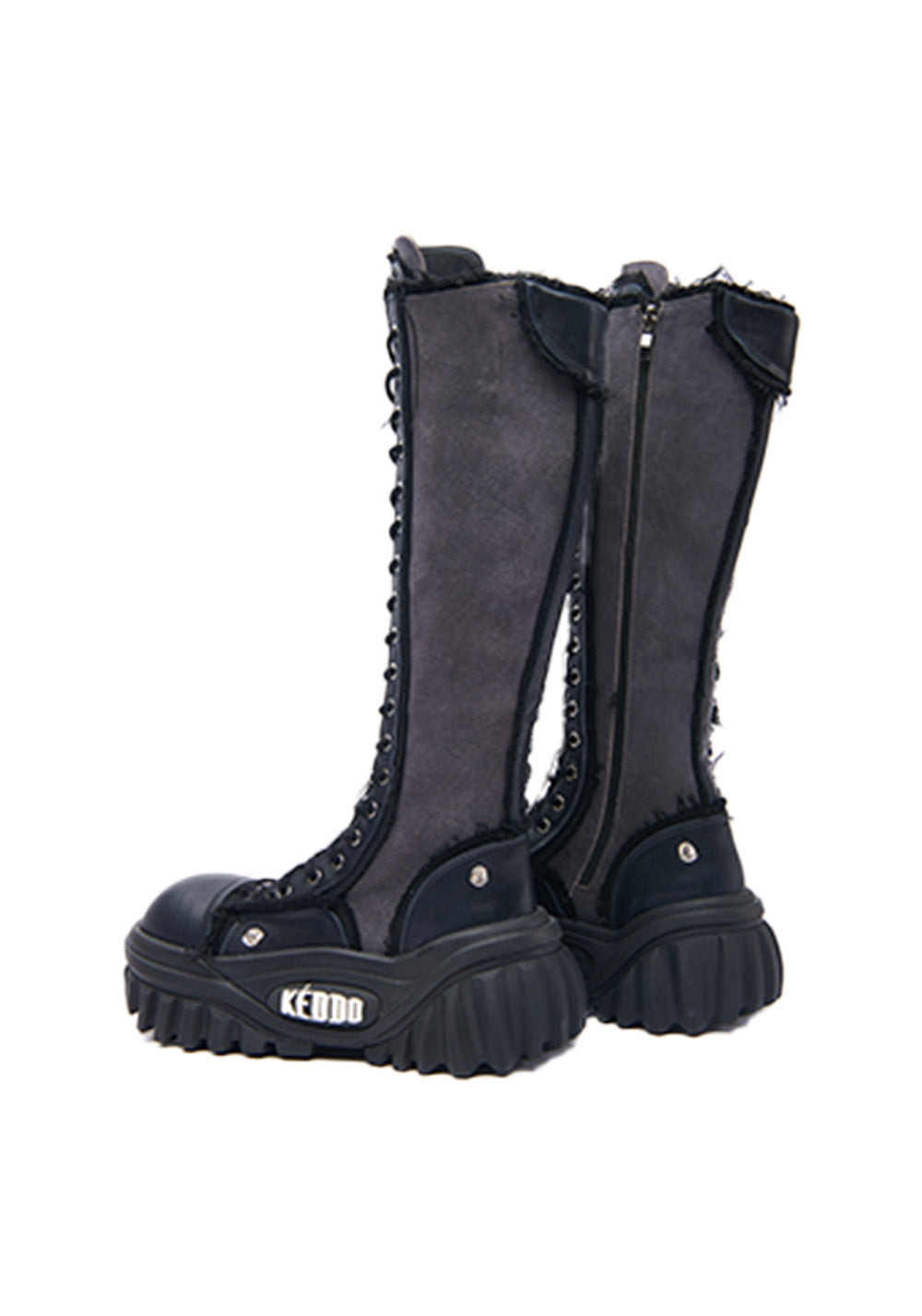 Tall Lace-Up Platform Riding Boots - View 17