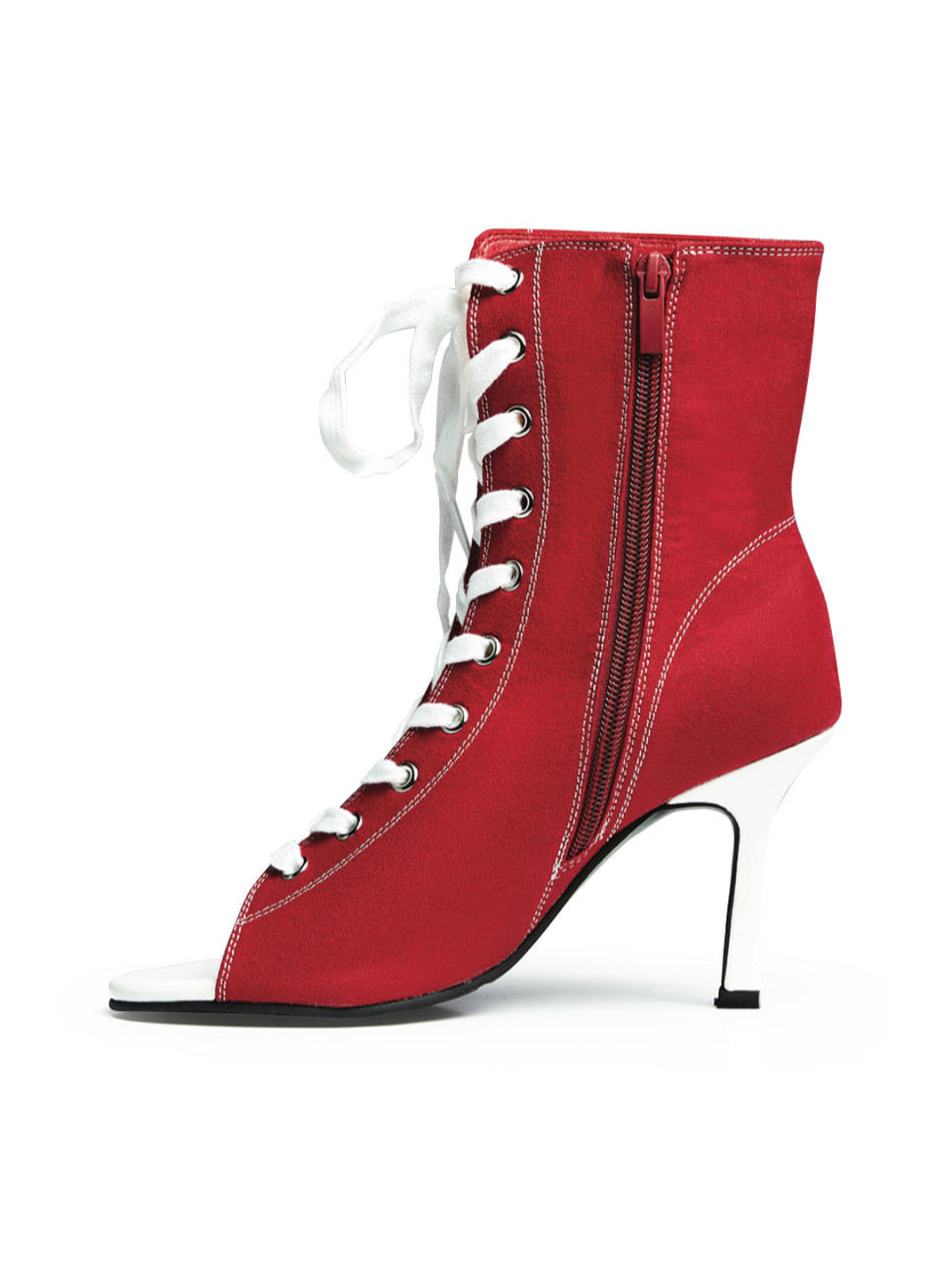 Lace-Up Peep-Toe Stiletto Ankle Boots