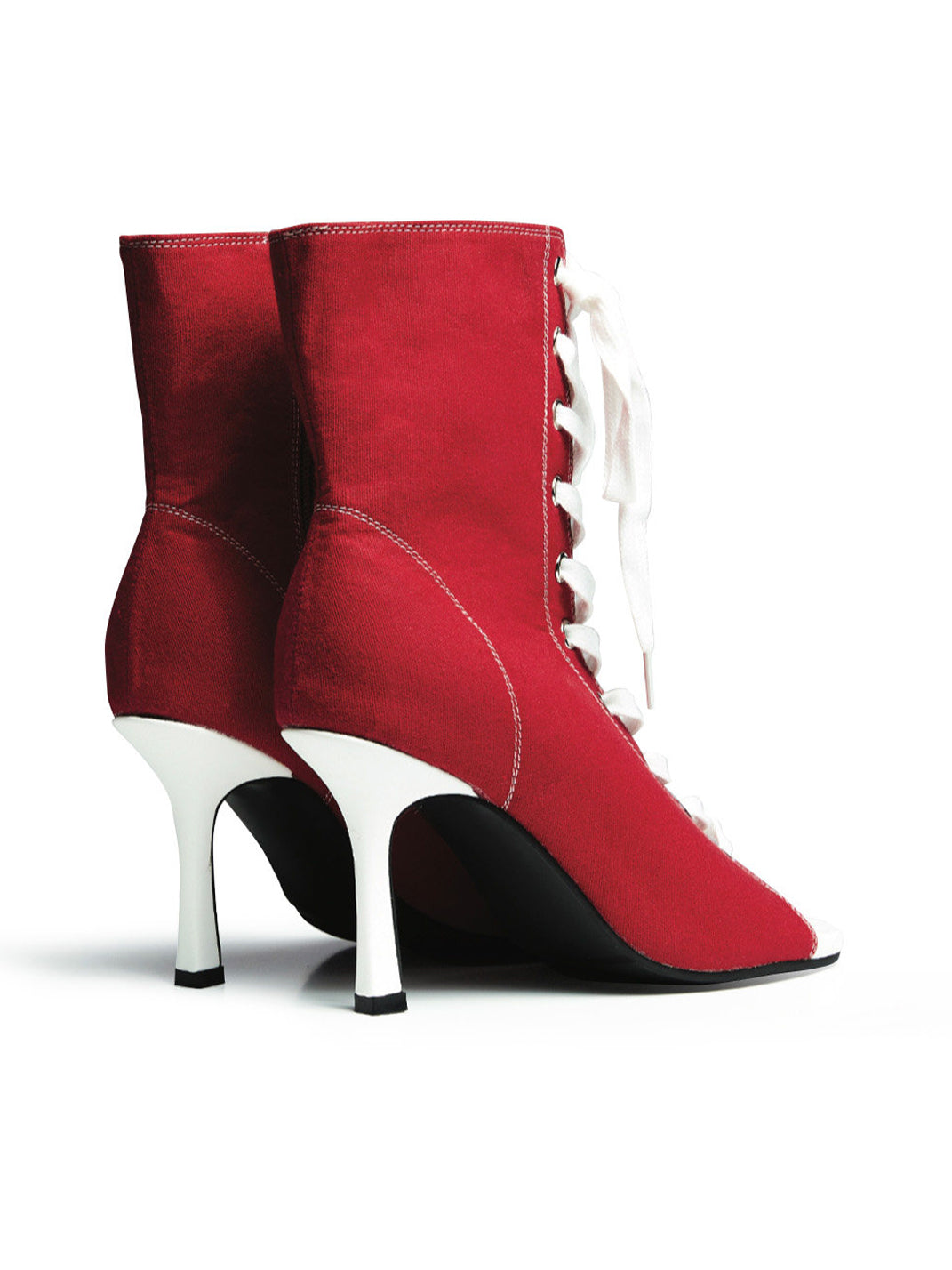 Lace-Up Peep-Toe Stiletto Ankle Boots - View 7