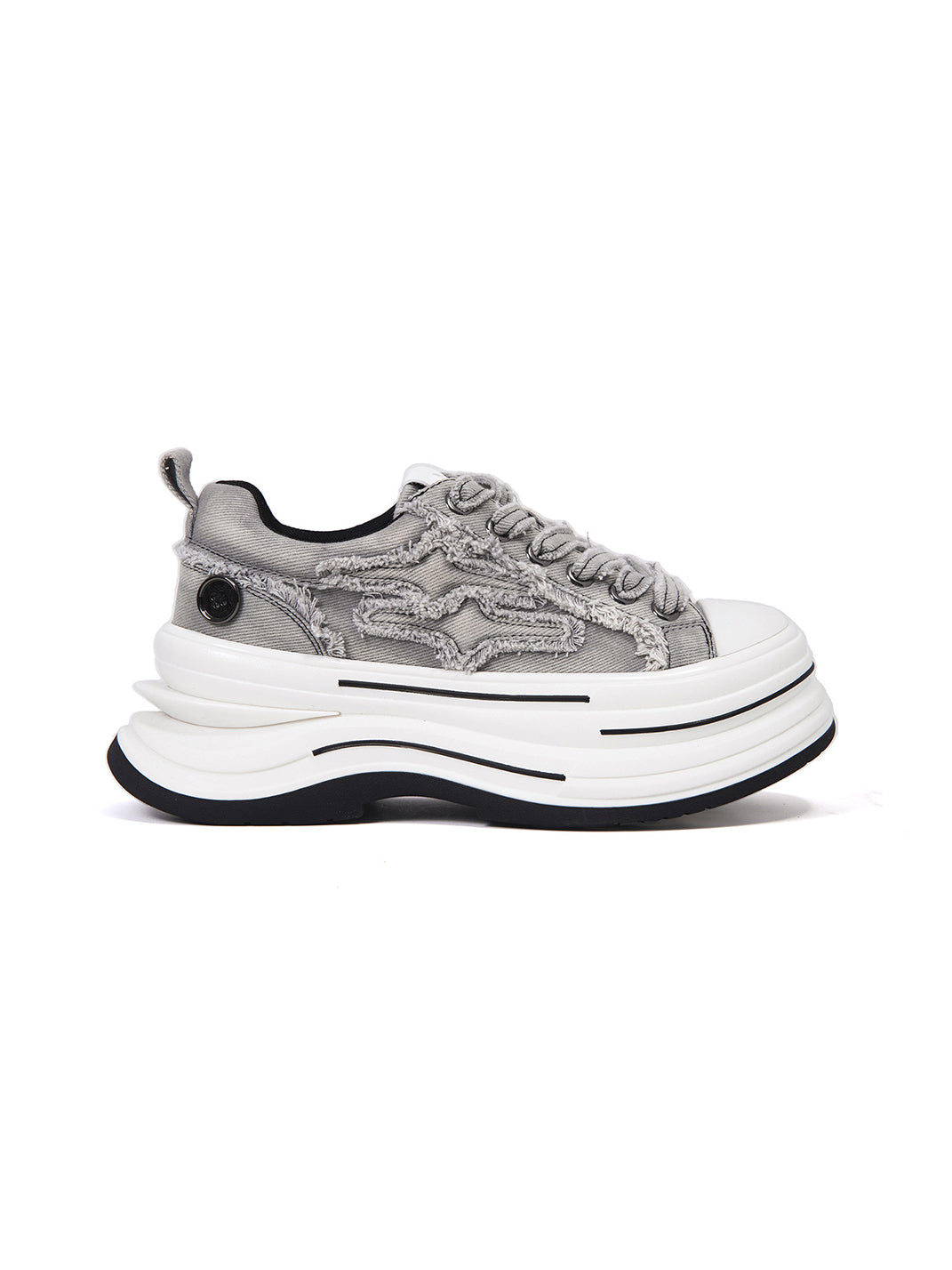 Gray Frayed-Canvas 7 cm Platform Sneakers - View 5