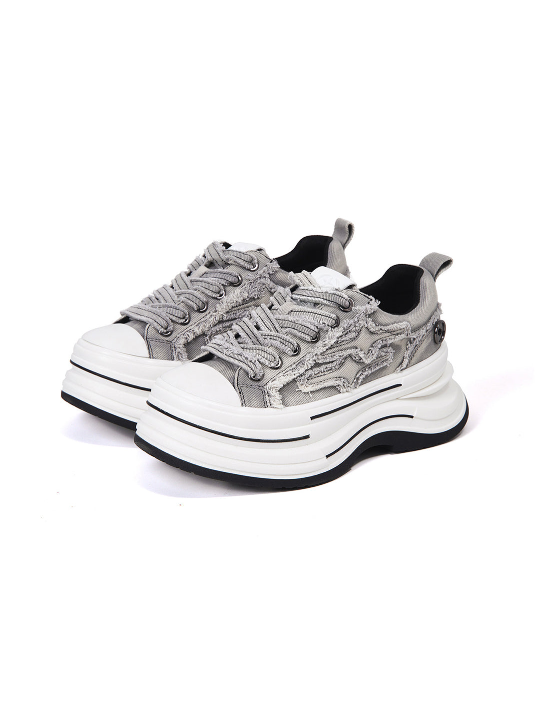 Gray Frayed-Canvas 7 cm Platform Sneakers - View 8