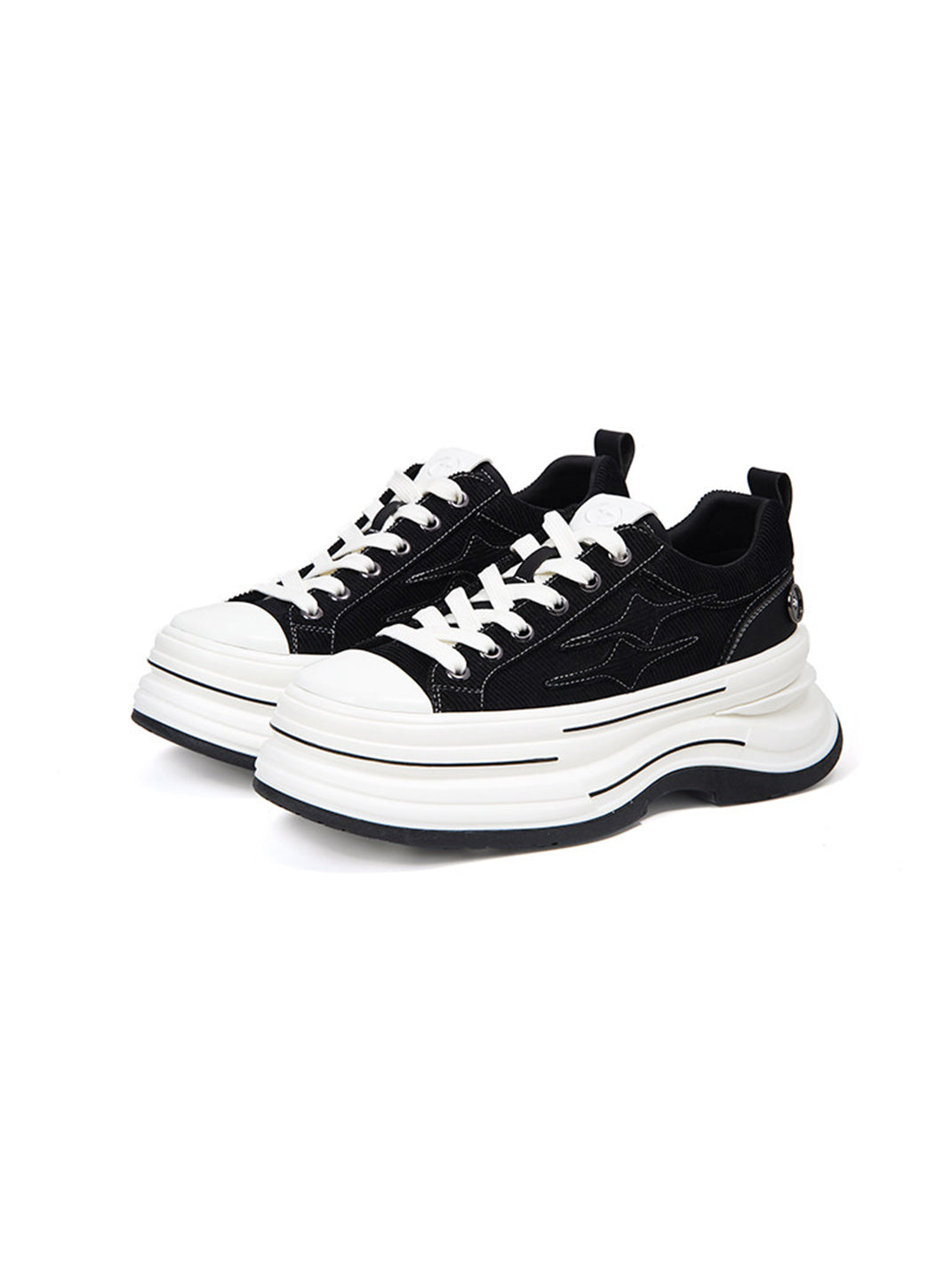 Black 7 cm Layered-Platform Canvas Sneakers - View 7