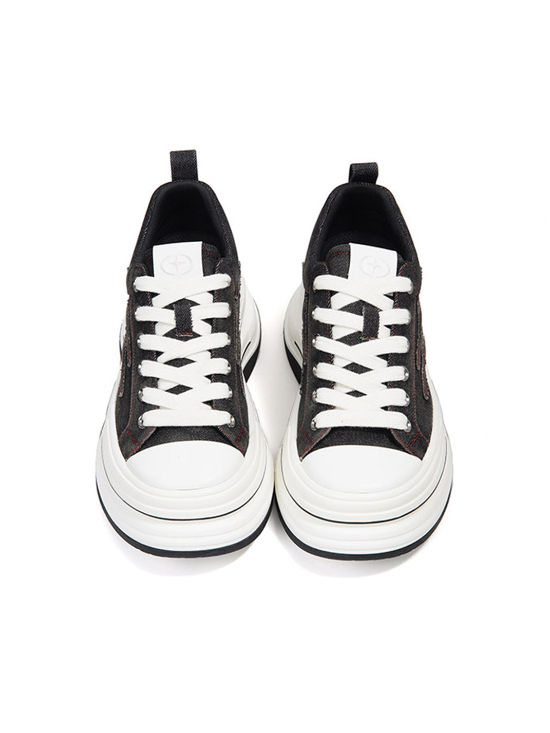 Black-Red 7 cm Layered Canvas Sneakers - View 4