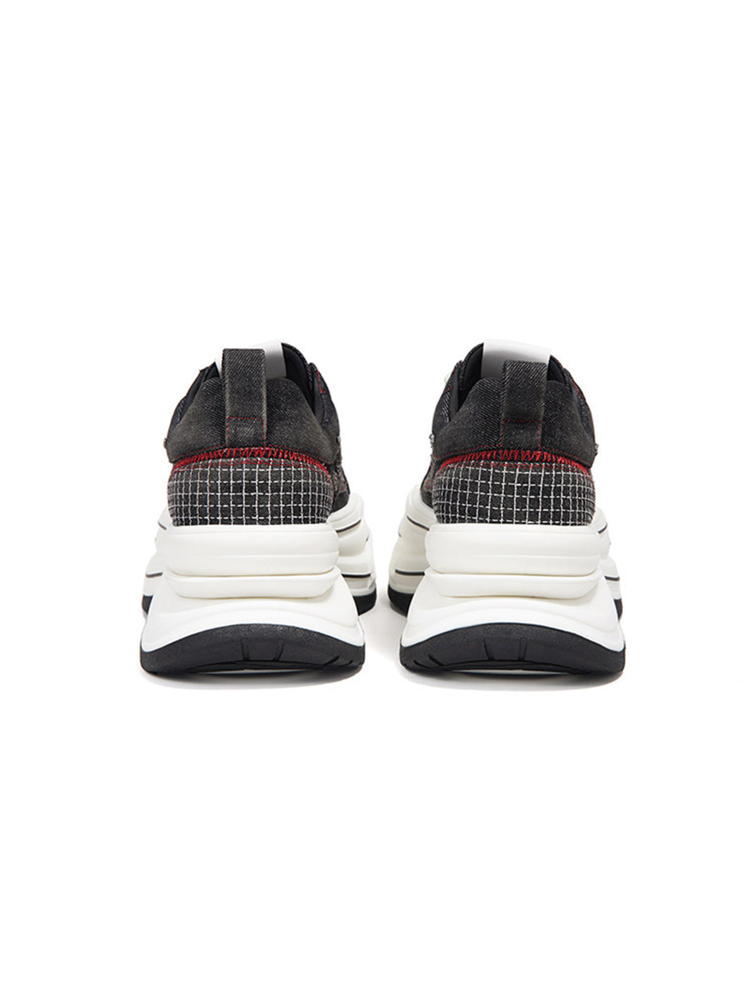 Black-Red 7 cm Layered Canvas Sneakers - View 6