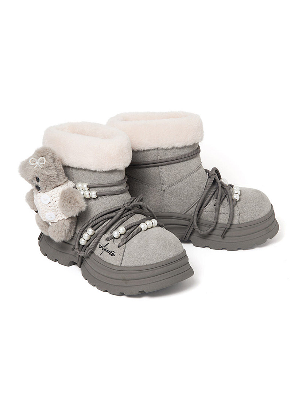 Plush-Cuff Charm Platform Snow Boots - View 5